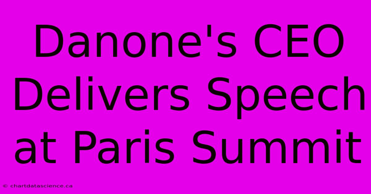 Danone's CEO Delivers Speech At Paris Summit