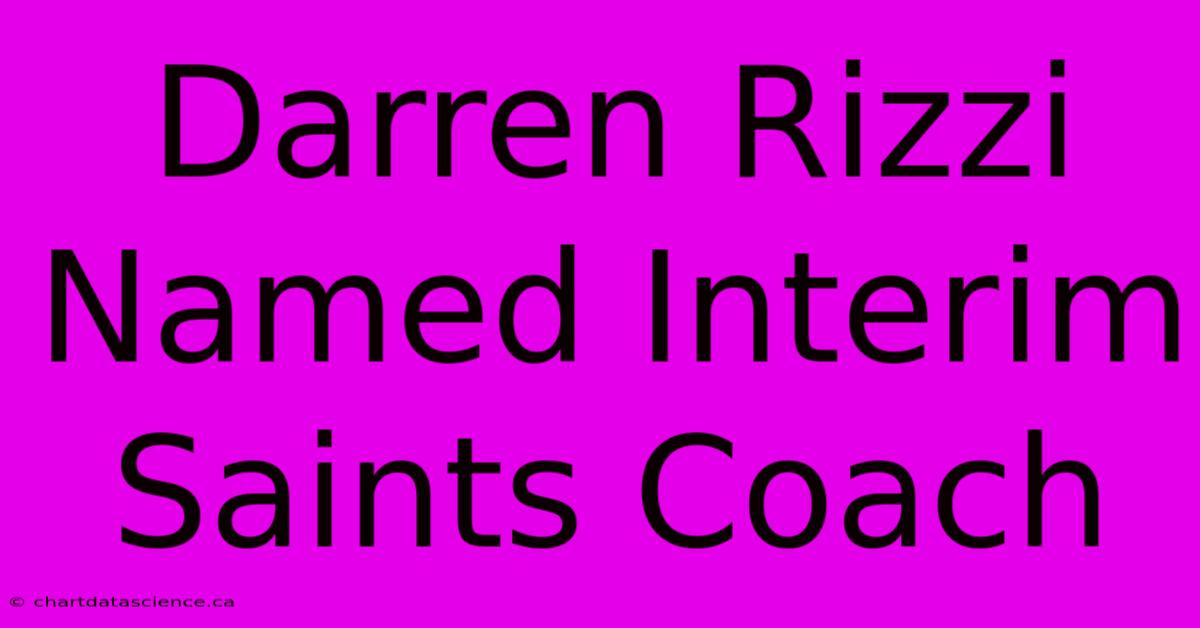 Darren Rizzi Named Interim Saints Coach