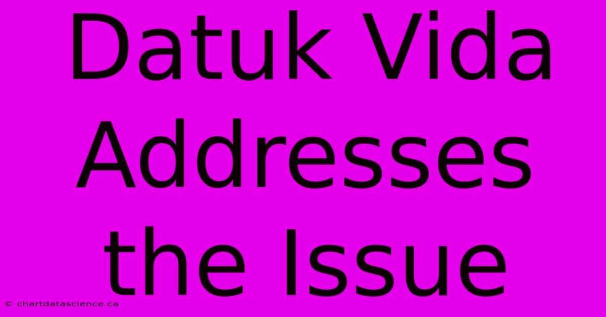 Datuk Vida Addresses The Issue