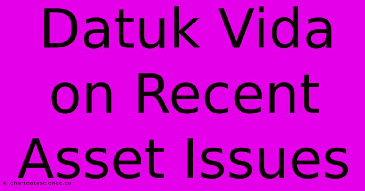 Datuk Vida On Recent Asset Issues