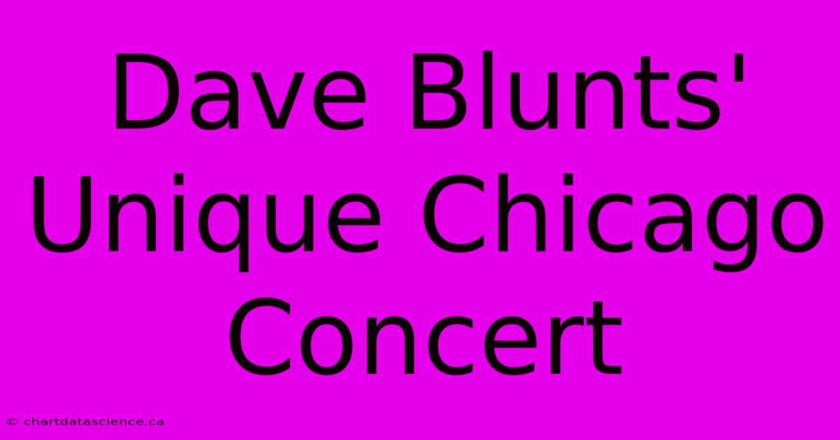 Dave Blunts' Unique Chicago Concert