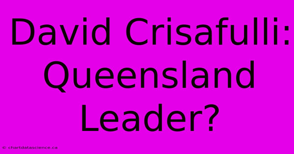 David Crisafulli: Queensland Leader?