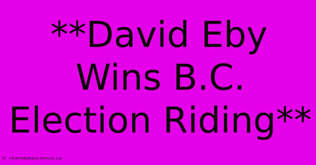 **David Eby Wins B.C. Election Riding**