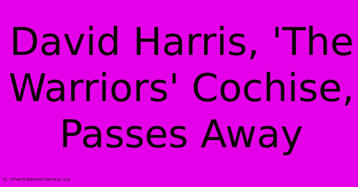 David Harris, 'The Warriors' Cochise, Passes Away