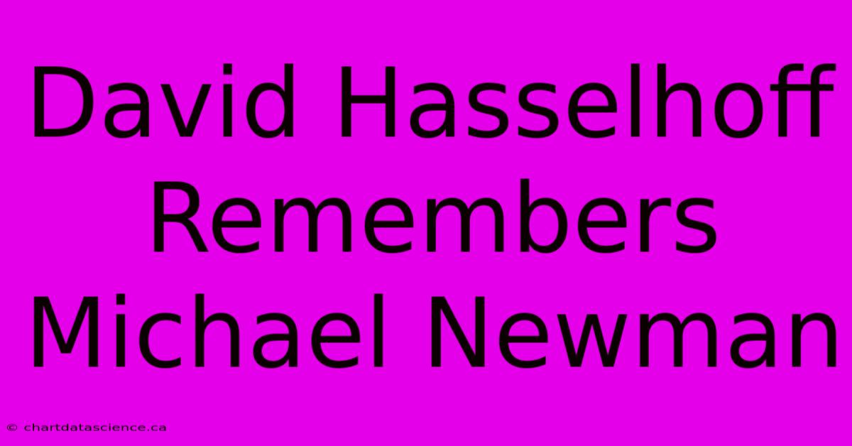 David Hasselhoff Remembers Michael Newman