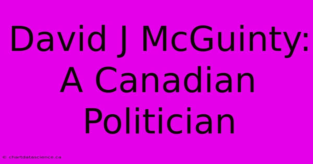 David J McGuinty:  A Canadian Politician