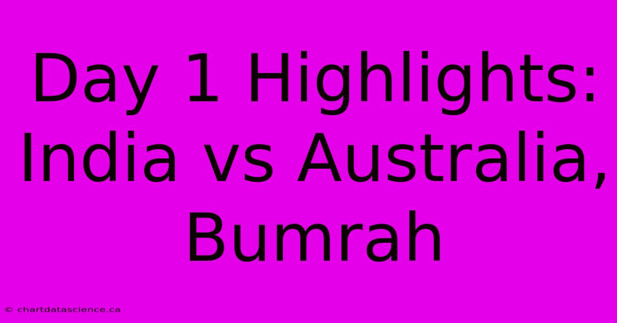 Day 1 Highlights: India Vs Australia, Bumrah