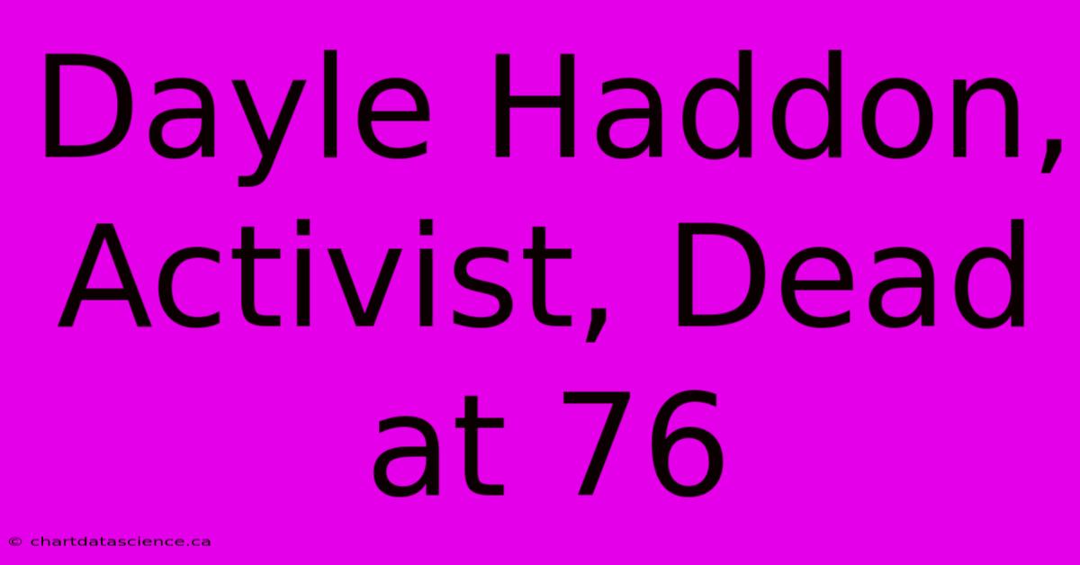 Dayle Haddon, Activist, Dead At 76