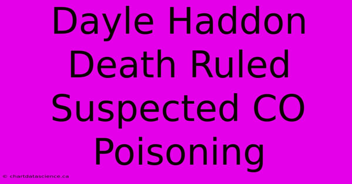 Dayle Haddon Death Ruled Suspected CO Poisoning