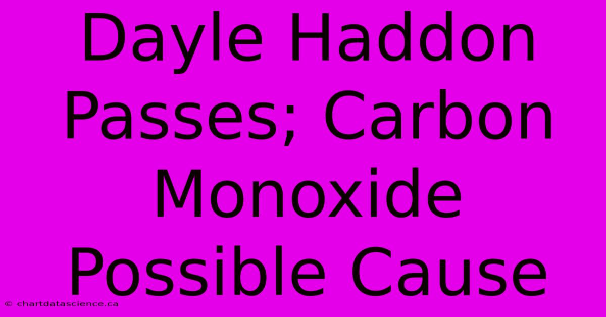 Dayle Haddon Passes; Carbon Monoxide Possible Cause