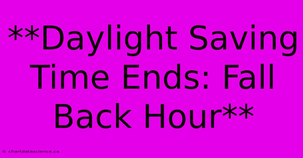 **Daylight Saving Time Ends: Fall Back Hour**