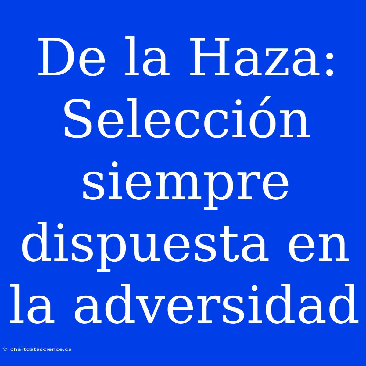 De La Haza: Selección Siempre Dispuesta En La Adversidad