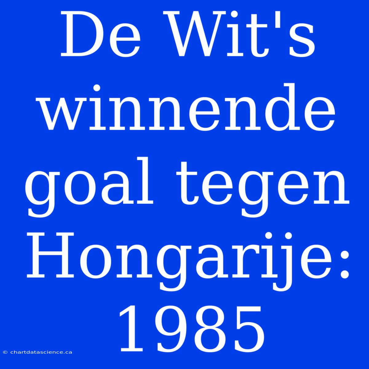 De Wit's Winnende Goal Tegen Hongarije: 1985