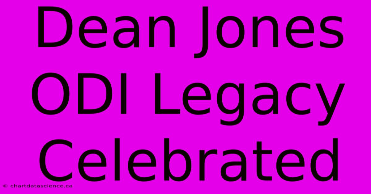 Dean Jones ODI Legacy Celebrated