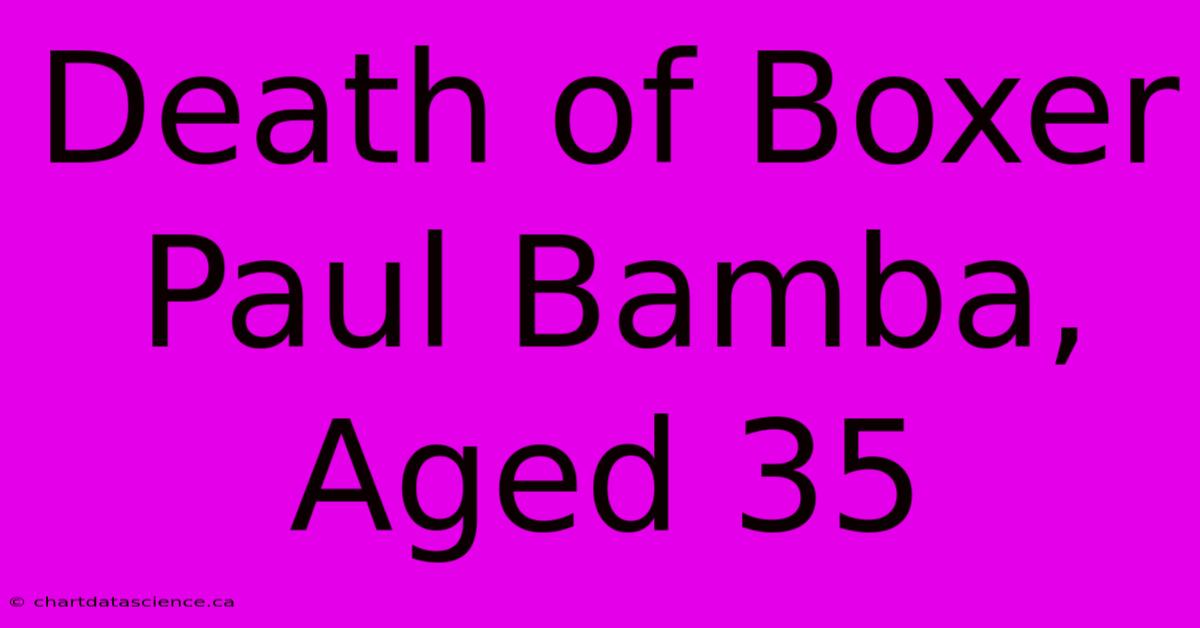 Death Of Boxer Paul Bamba, Aged 35