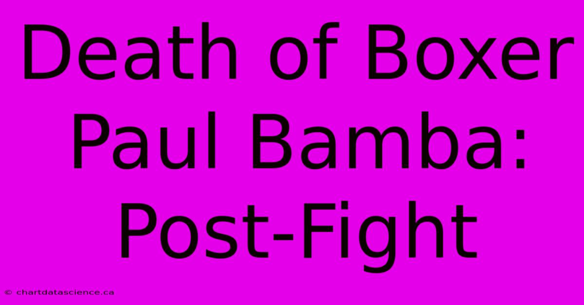 Death Of Boxer Paul Bamba: Post-Fight