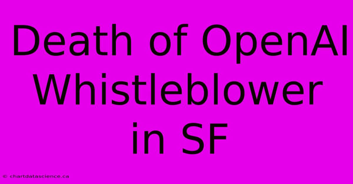 Death Of OpenAI Whistleblower In SF