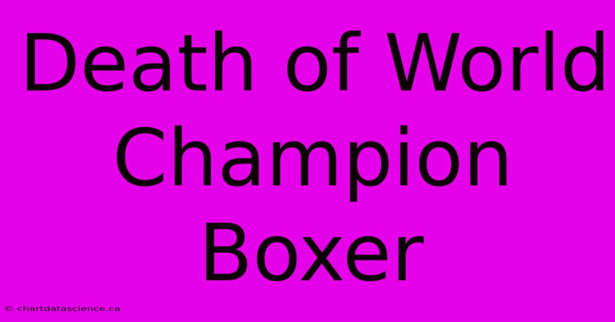 Death Of World Champion Boxer