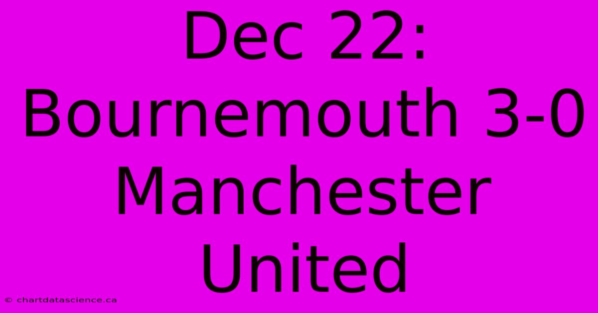 Dec 22: Bournemouth 3-0 Manchester United