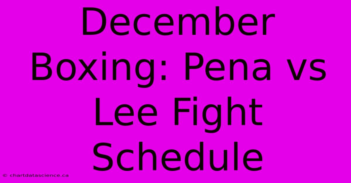 December Boxing: Pena Vs Lee Fight Schedule