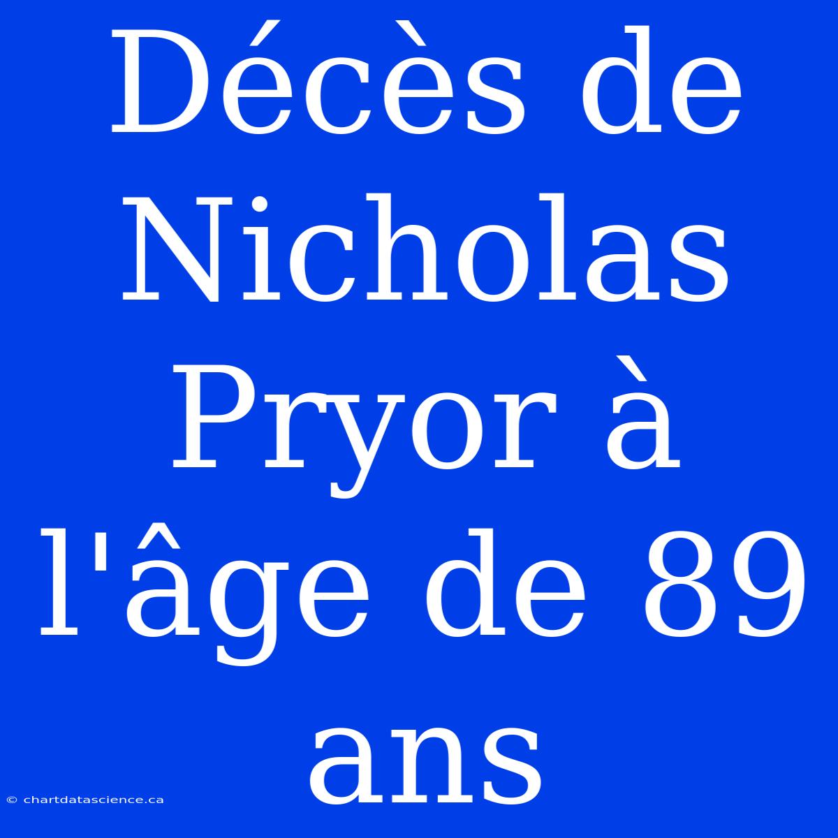 Décès De Nicholas Pryor À L'âge De 89 Ans