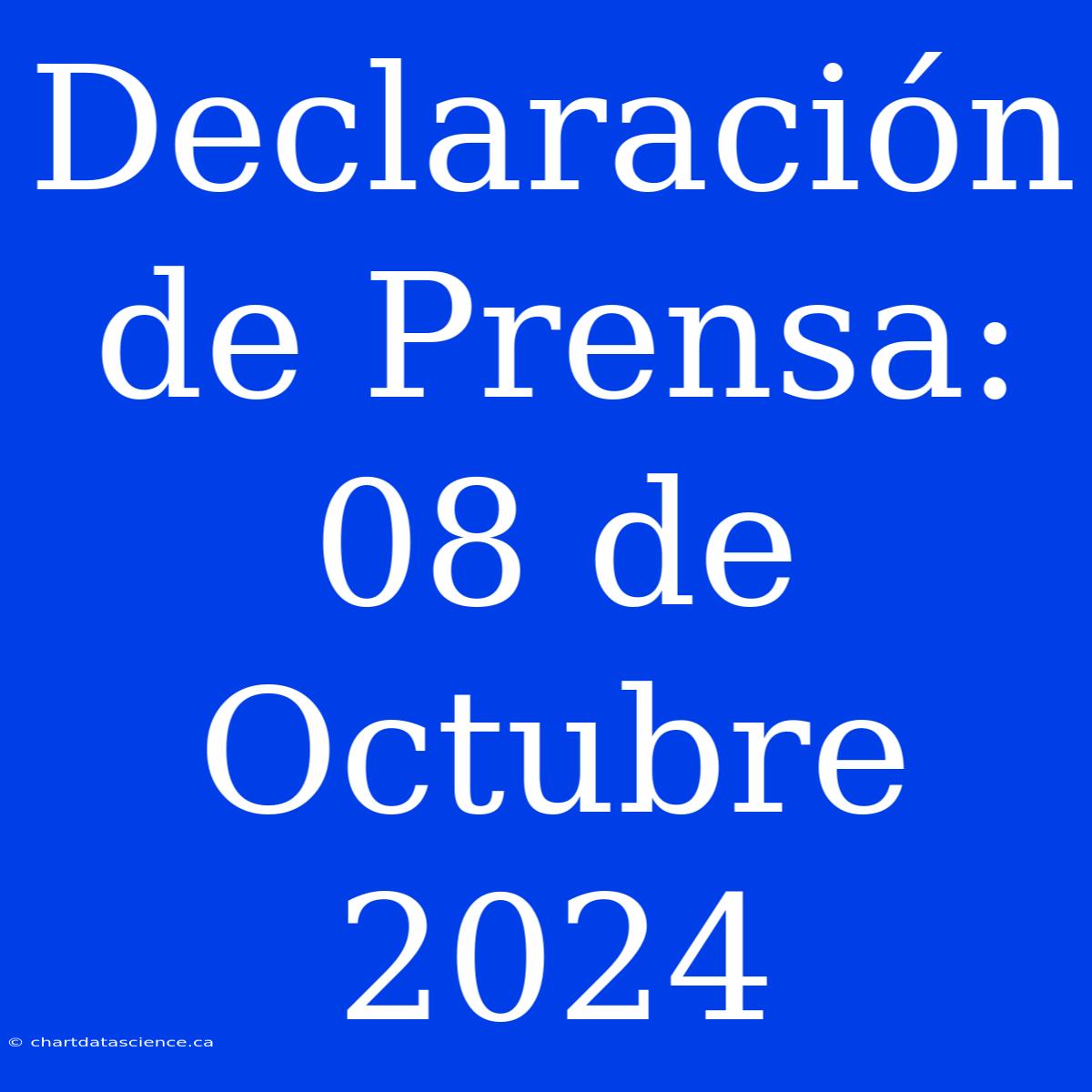 Declaración De Prensa: 08 De Octubre 2024