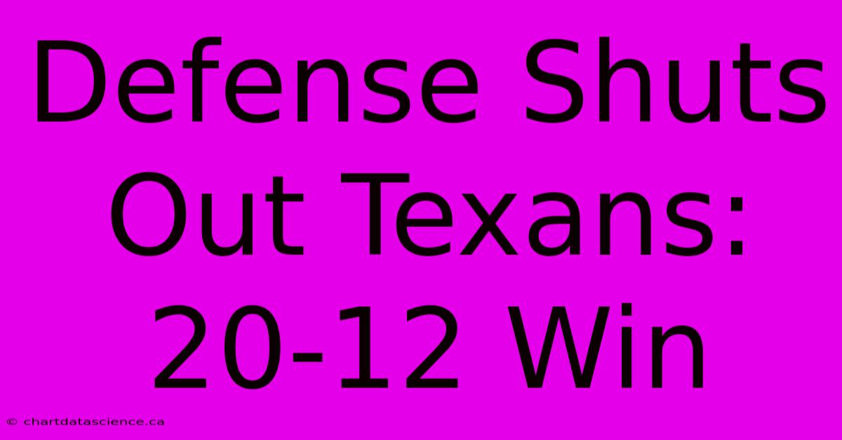 Defense Shuts Out Texans: 20-12 Win