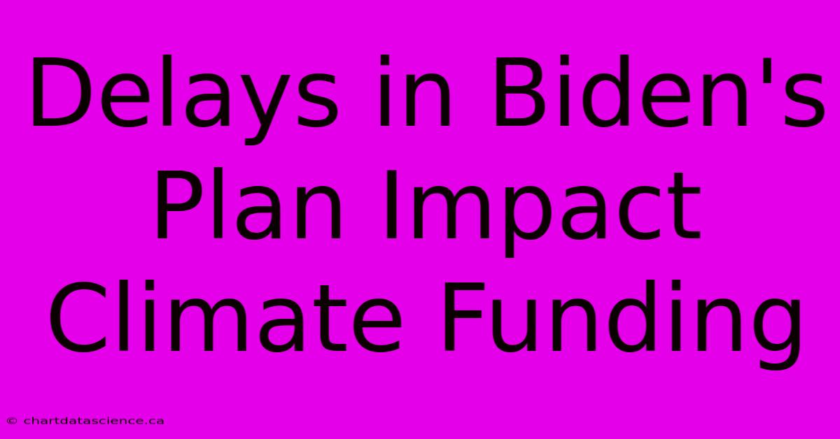 Delays In Biden's Plan Impact Climate Funding