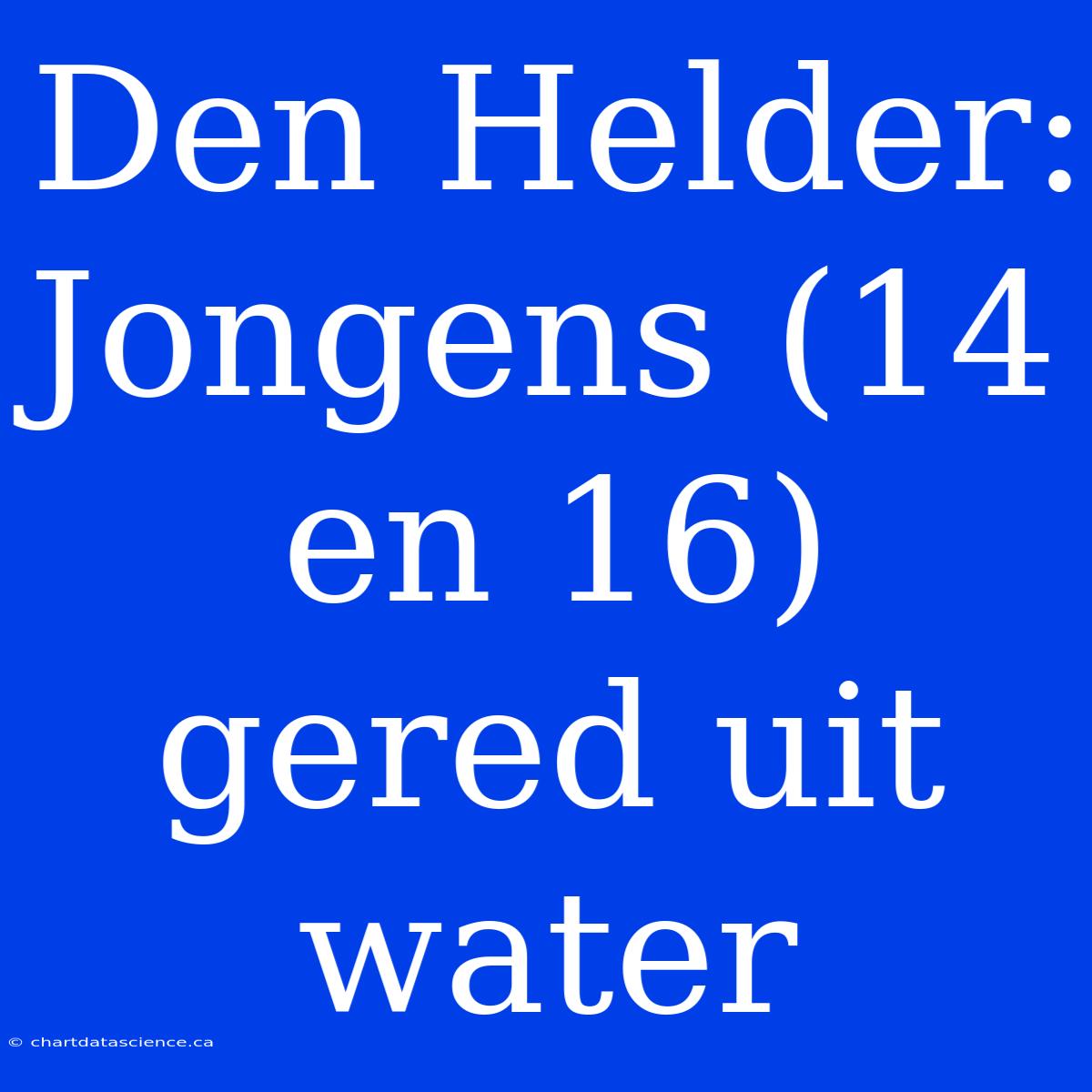 Den Helder: Jongens (14 En 16) Gered Uit Water