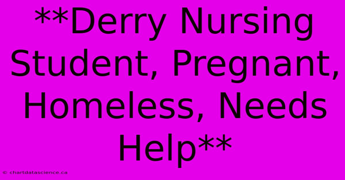 **Derry Nursing Student, Pregnant, Homeless, Needs Help** 