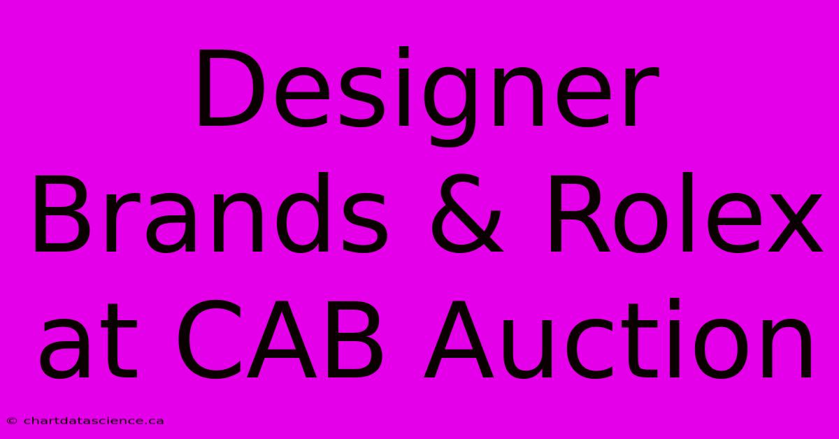 Designer Brands & Rolex At CAB Auction