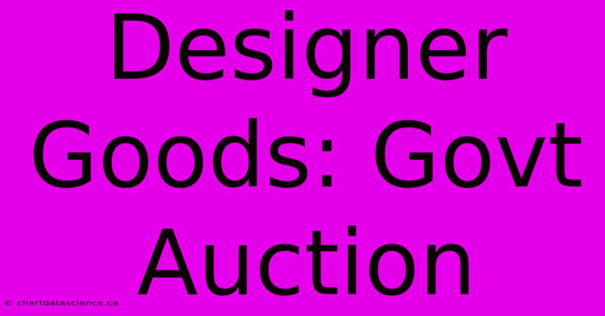 Designer Goods: Govt Auction