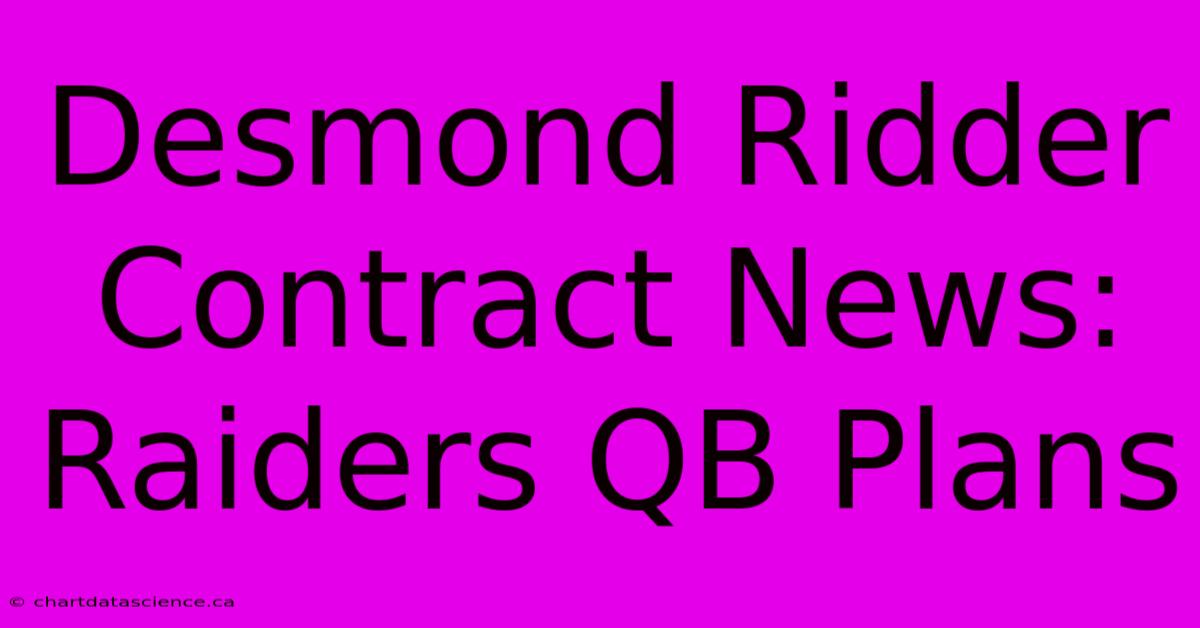 Desmond Ridder Contract News: Raiders QB Plans