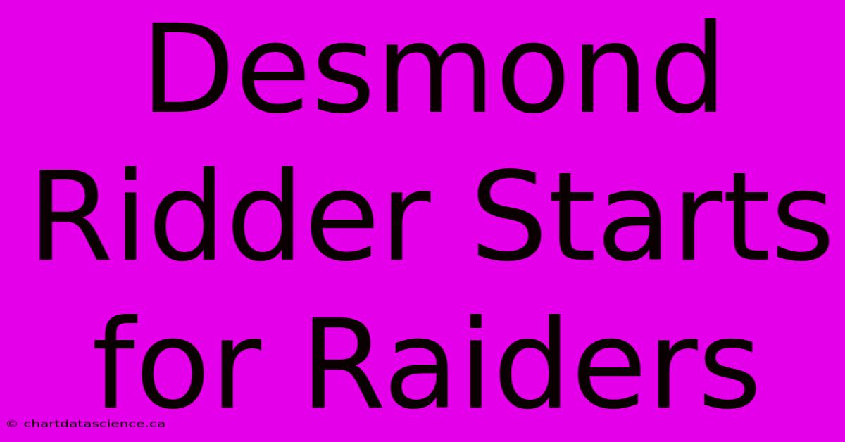 Desmond Ridder Starts For Raiders