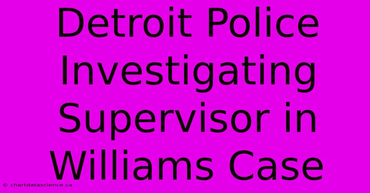 Detroit Police Investigating Supervisor In Williams Case