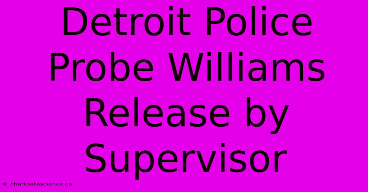 Detroit Police Probe Williams Release By Supervisor