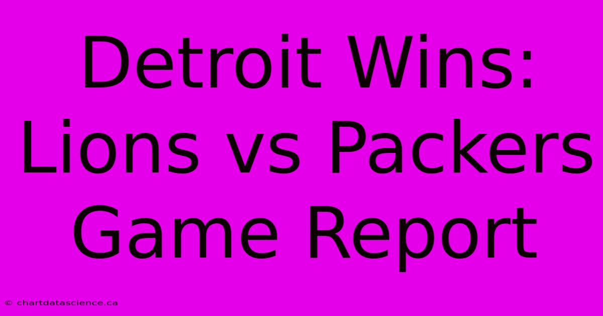 Detroit Wins: Lions Vs Packers Game Report