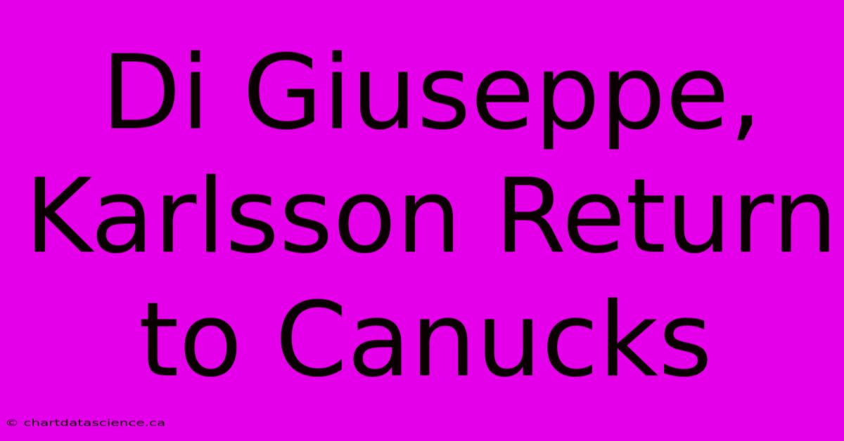 Di Giuseppe, Karlsson Return To Canucks