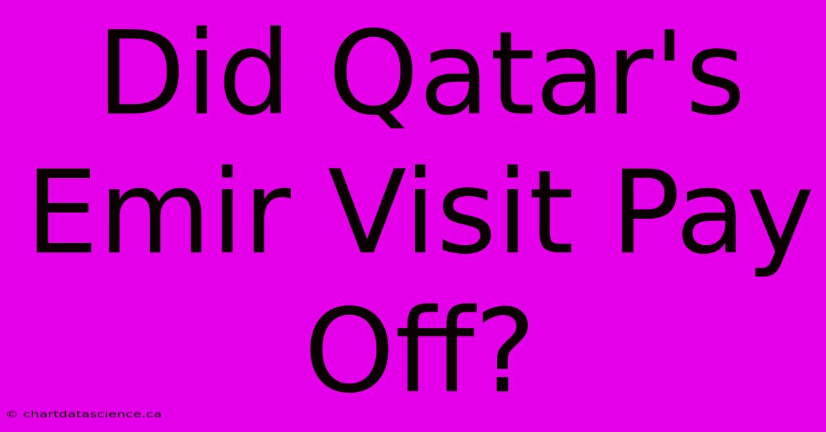 Did Qatar's Emir Visit Pay Off?