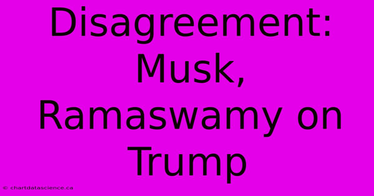 Disagreement: Musk, Ramaswamy On Trump