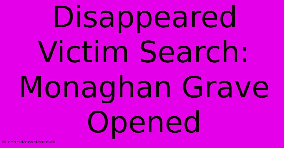 Disappeared Victim Search: Monaghan Grave Opened