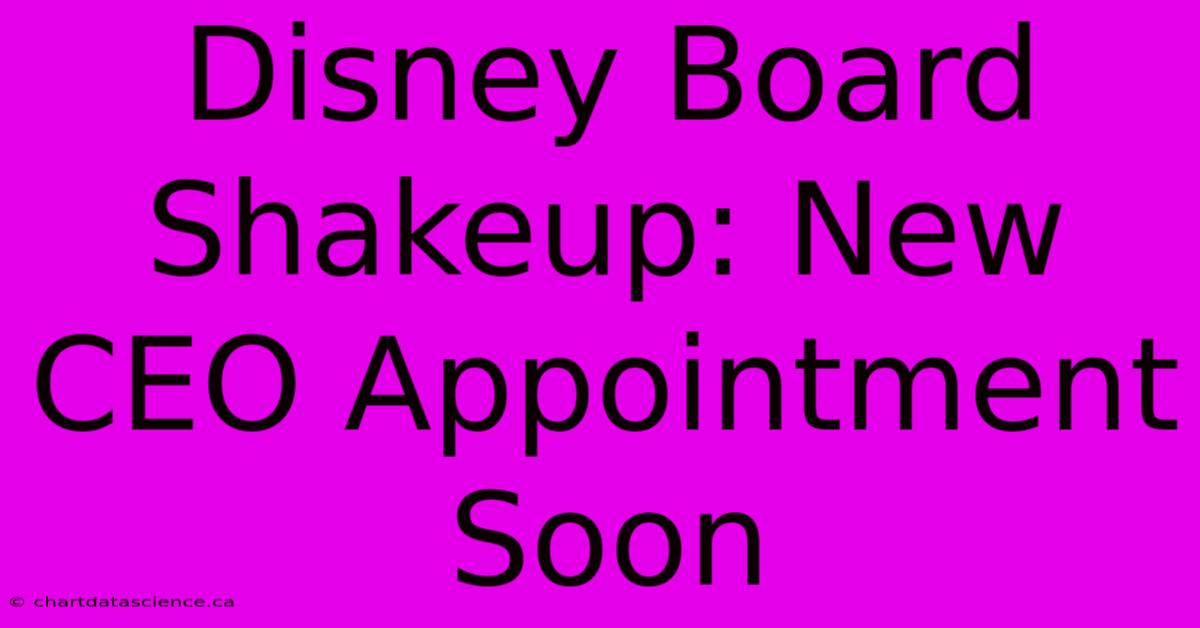 Disney Board Shakeup: New CEO Appointment Soon 