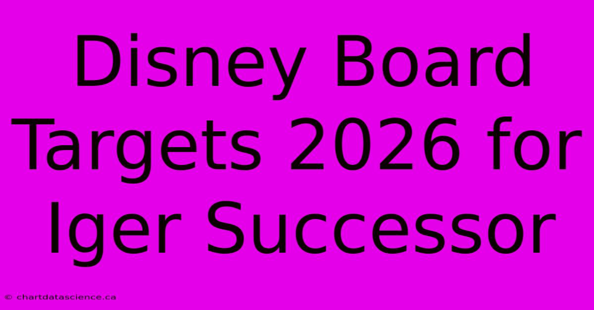 Disney Board Targets 2026 For Iger Successor