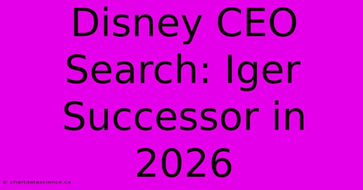 Disney CEO Search: Iger Successor In 2026