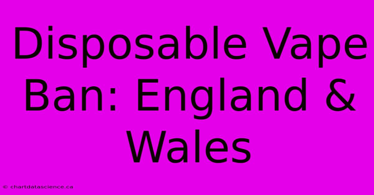 Disposable Vape Ban: England & Wales 