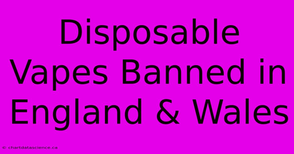 Disposable Vapes Banned In England & Wales