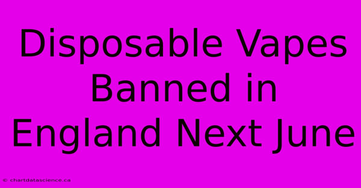 Disposable Vapes Banned In England Next June