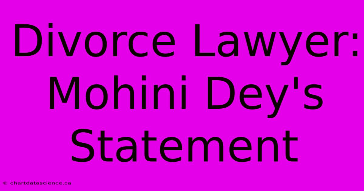 Divorce Lawyer: Mohini Dey's Statement