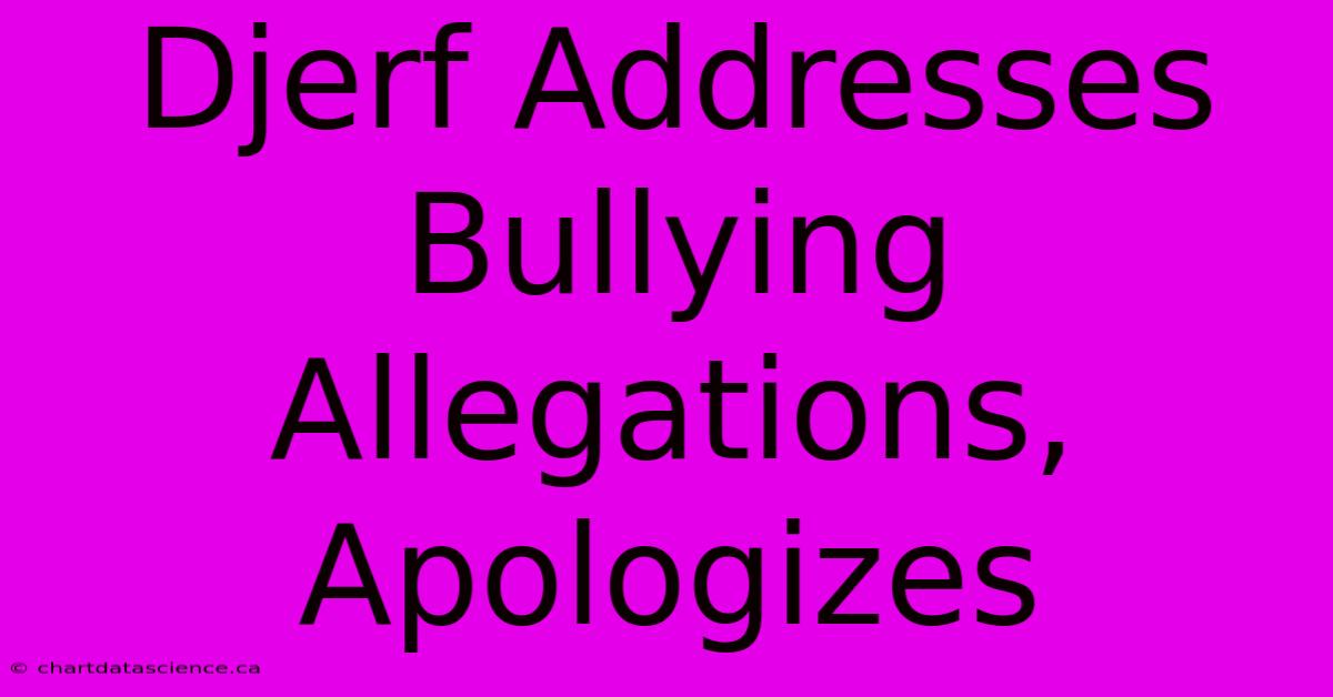 Djerf Addresses Bullying Allegations, Apologizes