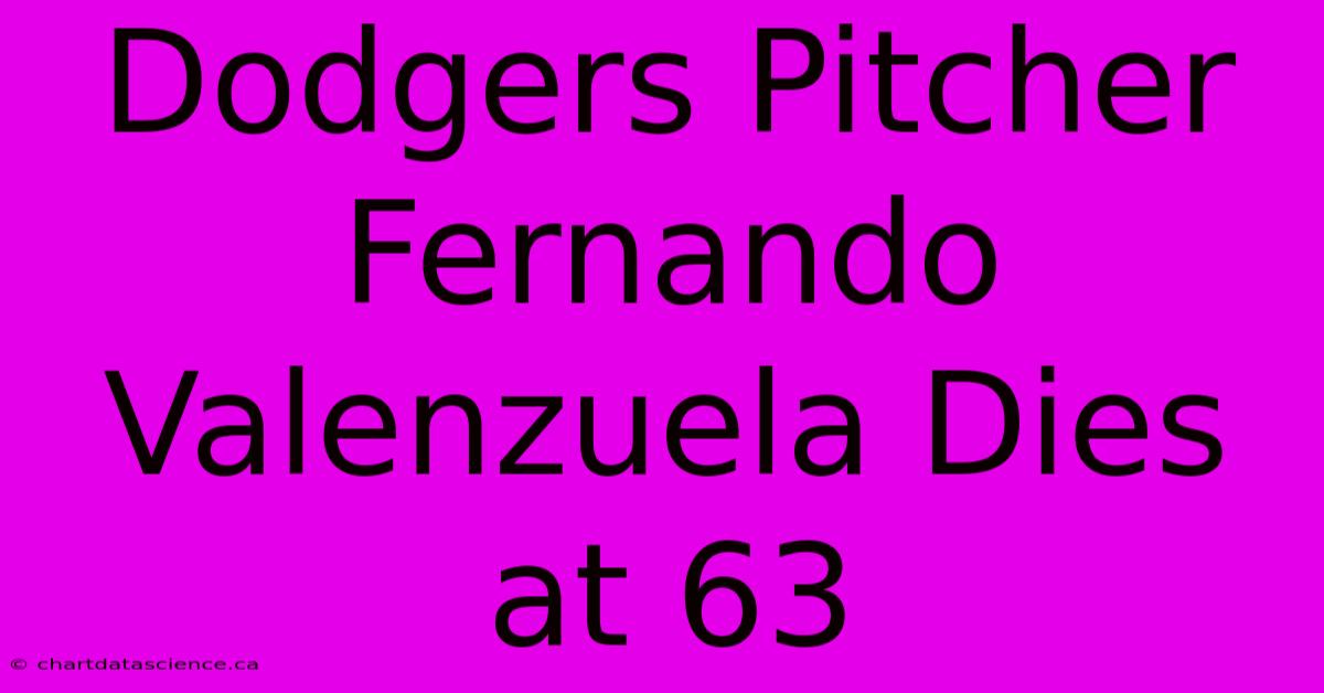 Dodgers Pitcher Fernando Valenzuela Dies At 63